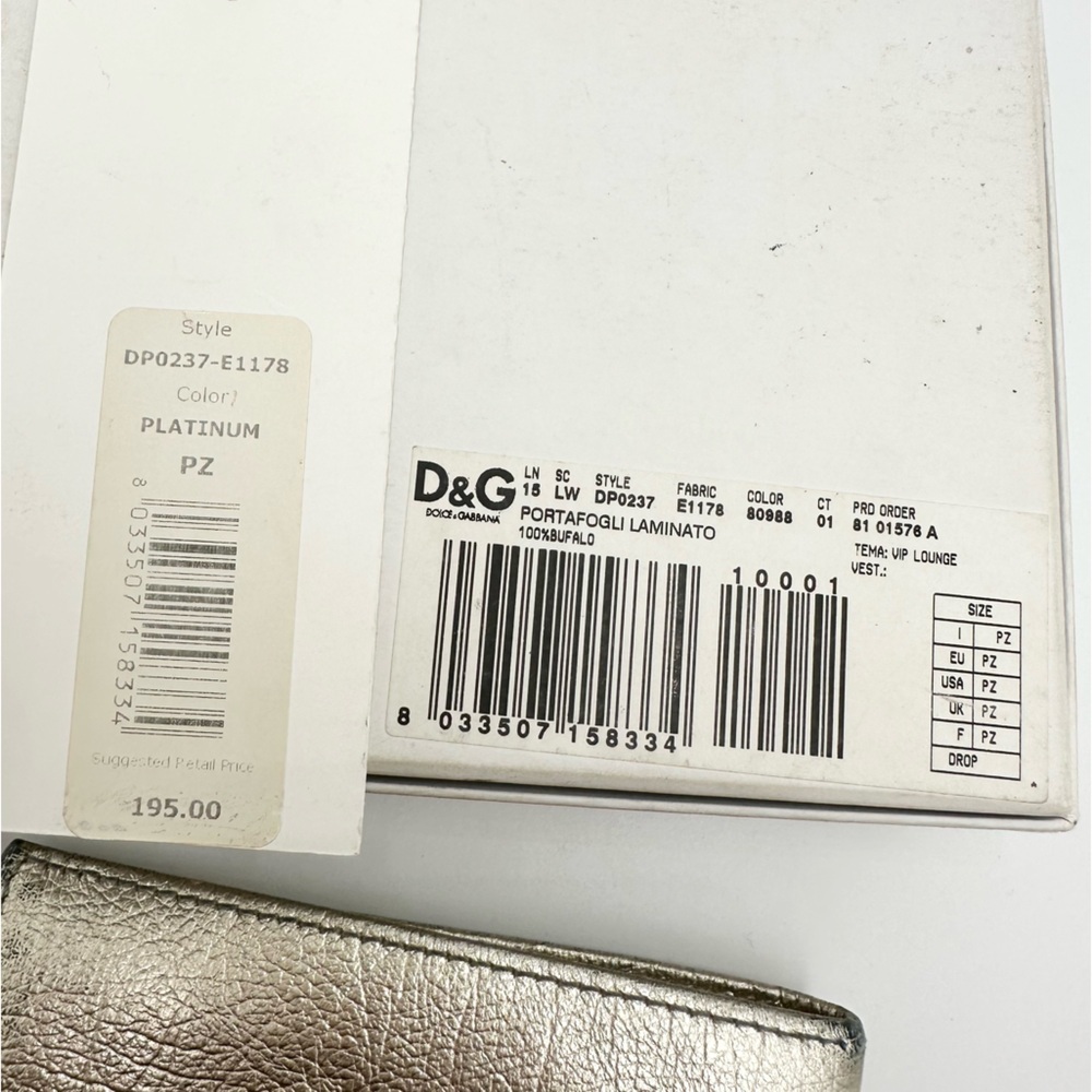 D&G Dolce Gabbana Metallic Gold Bifold Leather Wallet - Picture 16 of 16